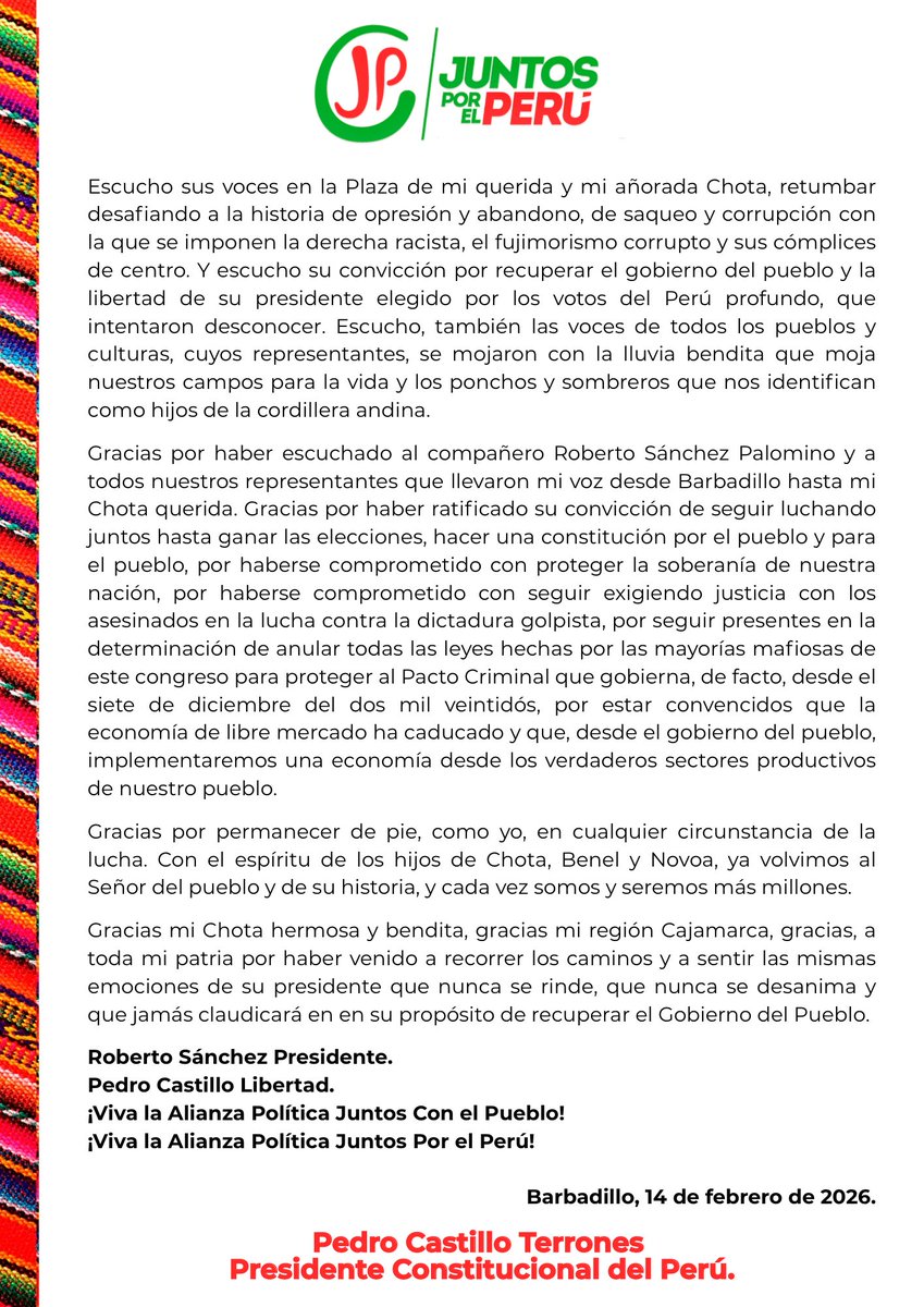 ¡Gracias mi querida Cajamarca!
¡Gracias mi querida Chota!