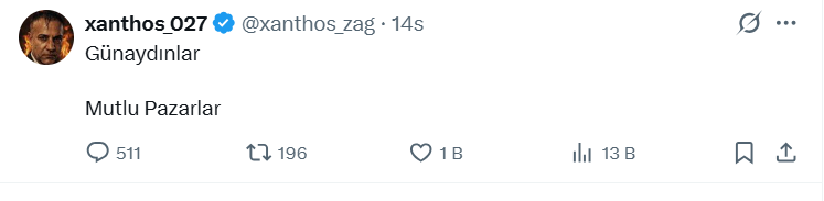 hisse yazmıyor, işlem yasaklısı..
ancak "günaydın" twiti 500 yorum, en az 1000 fav alıyor. 

etkileşim neden böyle yüksek diye merak edip soranlar var.  zamanı gelince açıklarız arkadaşlar...

bol kazançlar, güzel bir hafta olsun.