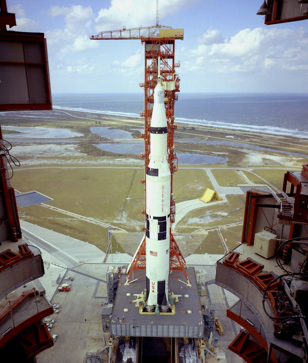 Boneyardsafari's tweet photo. Here is Apollo 4 at Pad 39A on top of the mobile service structure in 1967. #apollo4 #saturnv #boneyardsafari #aviationsafari https://t.co/RnGunN0hoA