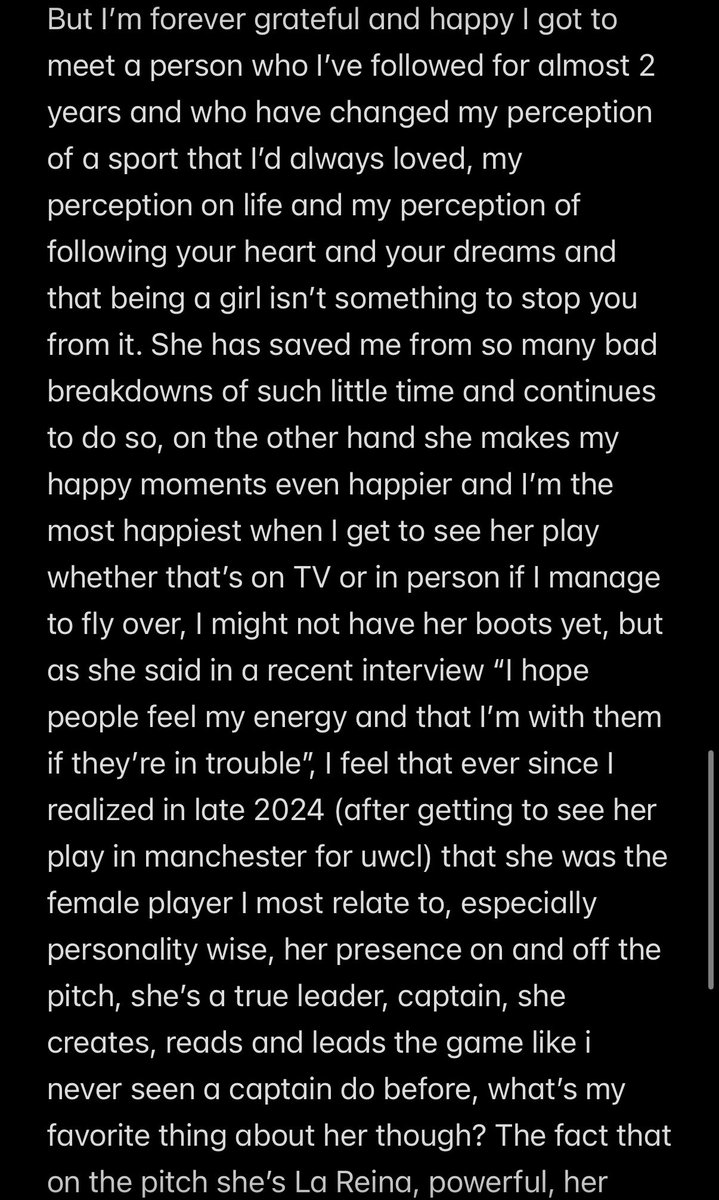 findingAP11's tweet image. i’ve had so many setbacks &amp;amp; happy moments too &amp;amp; she is whose energy is always with me through it all, the female player i’d wanted to look up to as a little kid, at 26 i finally found her, it just took me until late 2024 😂 pero 2026 es en mi corazón siempre ❤️🥹
@alexiaputellas