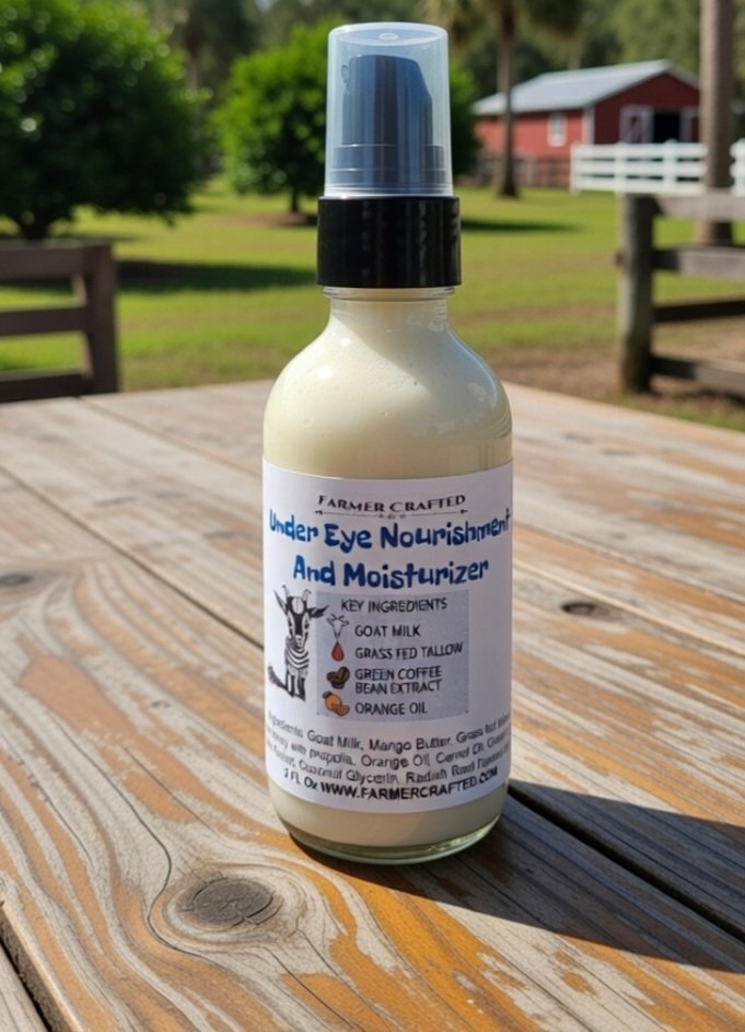 📣 Back in Stock! 

 👁️Under Eye Nourishment and Moisturizer 

 This formula hydrates, brightens, and smooths the delicate under-eye area. Comes in a 2 oz glass pump bottle for easy, hygienic application.

📃Key Ingredients &amp; Benefits:

🐐Goat Milk: Deeply hydrates, soothes