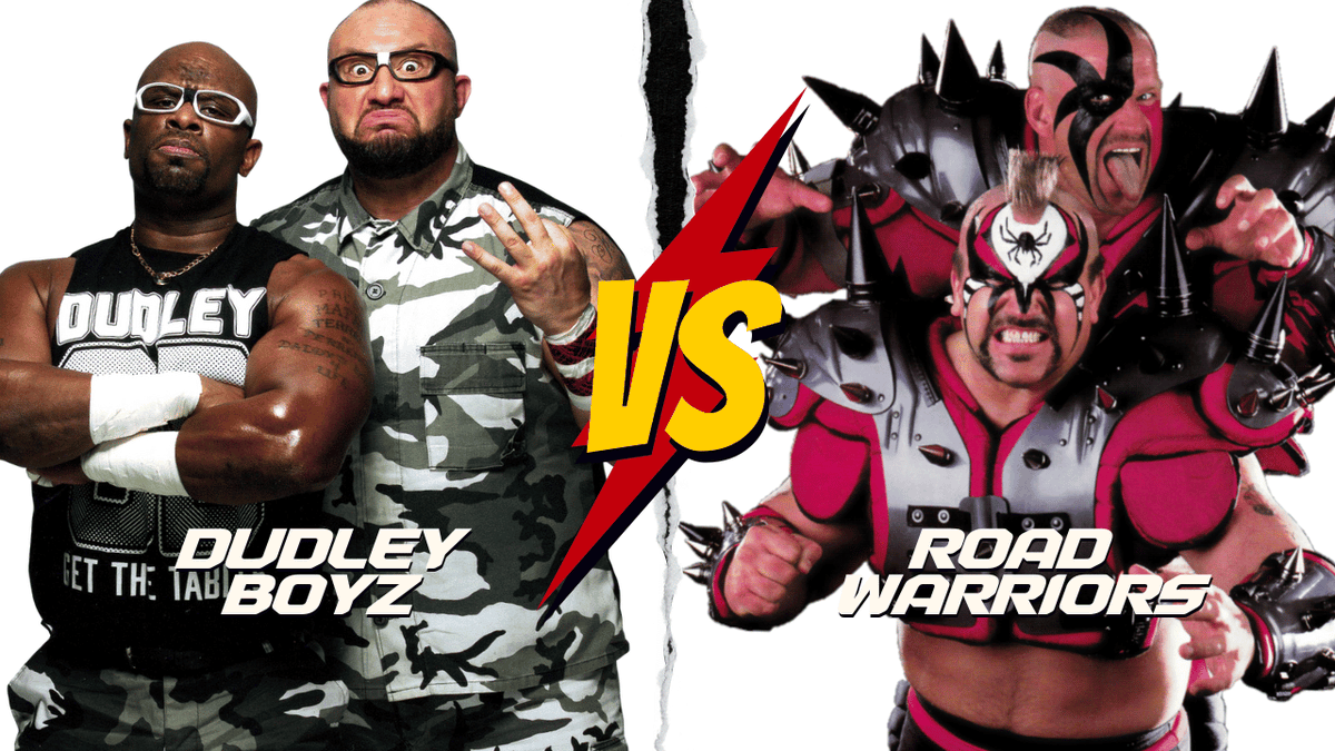 SudsMedia's tweet photo. Hey folks, on tonight's episode of #BookedBeyondReality, @VinnieSuds is joined by @kerrycollinsCT as they discuss one of the most hotly debated "What If?" matches that never took place, @bullyray5150 and @TestifyDVon (The Dudley Boyz) vs Hawk and Animal (The #RoadWarriors)!  Join us at 8 pm Eastern tonight, right here, on Facebook, Twitch, and our YouTube Channel https://t.co/0WhIZaDh31! #WhatIf #GimmickTableMedia