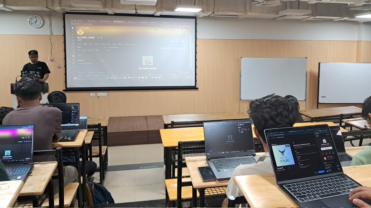 Blocsoc_iiit's tweet photo. IIIT Dharwad synced to the blockchain! 

​Block-Sync 2026 was a movie:
- 50+ wallets created 
- 0 to 1 on-chain minting 
- Real-time listing 

​We learn and share with hands-on experience.

​#NFT #Workshop #BlockSync #opensea #IIITDwd https://t.co/9zuY7upPPI