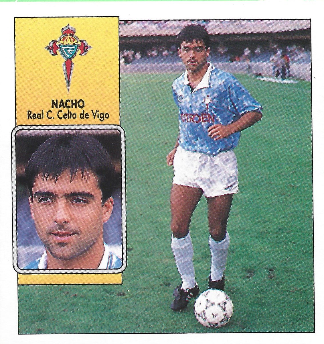 FutbolCarroza's tweet photo. 🔝 Su explosión en el Compostela le llevó a ser uno de los mejores laterales de la Liga.

🔵 Antes de eso jugó seis campañas en el Celta de Vigo, donde no fue tan importante.

👤 El gran Nacho. https://t.co/IAe30NGcGu