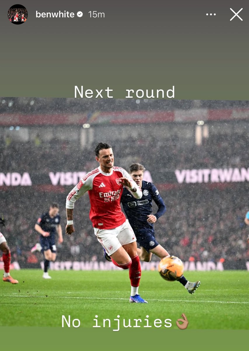 📲 Ben White on Instagram, confirming he did NOT pick up an injury today. ✅