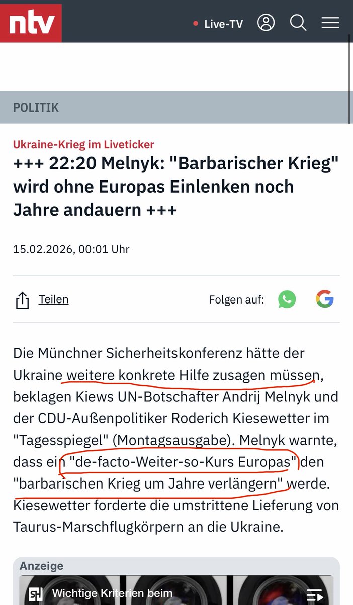 Der heutige “de-facto-Weiter-so-Kurs” Europas wird diesen barbarischen Krieg Russlands gegen die Ukraine um viele Jahre verlängern. Das darf man nicht zulassen. Die EU muss daher die Kriegsdynamik mit viel mehr Waffen brechen &amp; Putin zum Frieden zwingen tagesspiegel.de/politik/antwor… es