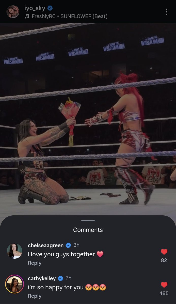 Just saw the comments on Iyo's post 😅 We all feel the love, Cathy. 

But meanwhile, since we mostly see them on smackdown too, why not have The Green Regime v Rhiyo for the tag team championship next time? It's been awhile since they faced off. Ofc, one Chelsea's ankle is healed