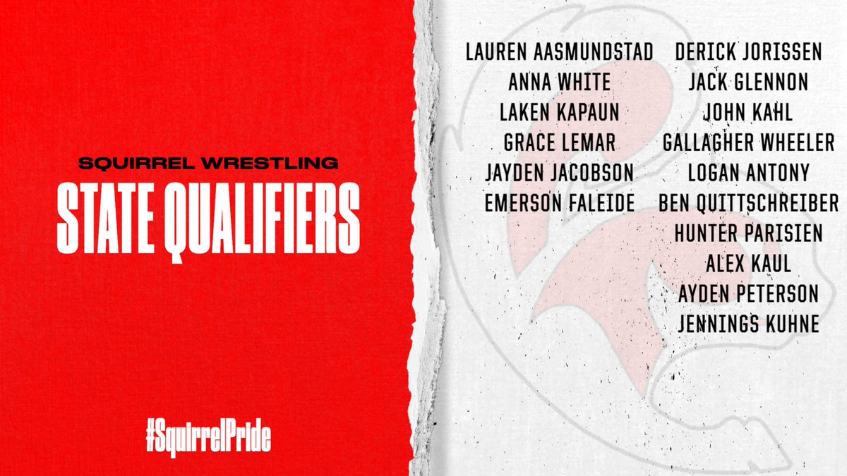 A huge congrats to the following wrestlers that qualified for the state tournament this upcoming weekend!