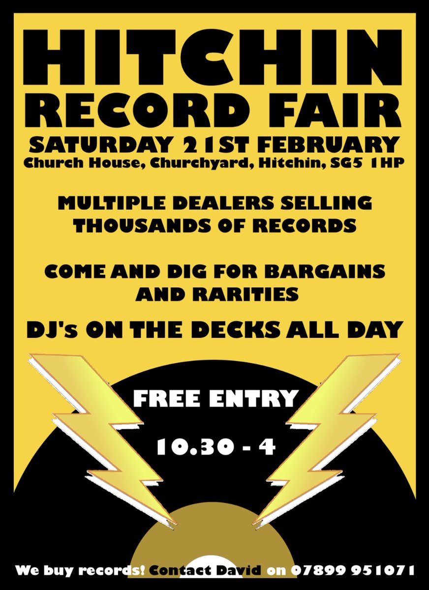 dmdv1's tweet photo. Next Saturday! Come along and have dig for vinyl and listen to done brilliant DJs #visithitchin #recordfair  please share! https://t.co/v0LMPodEK0