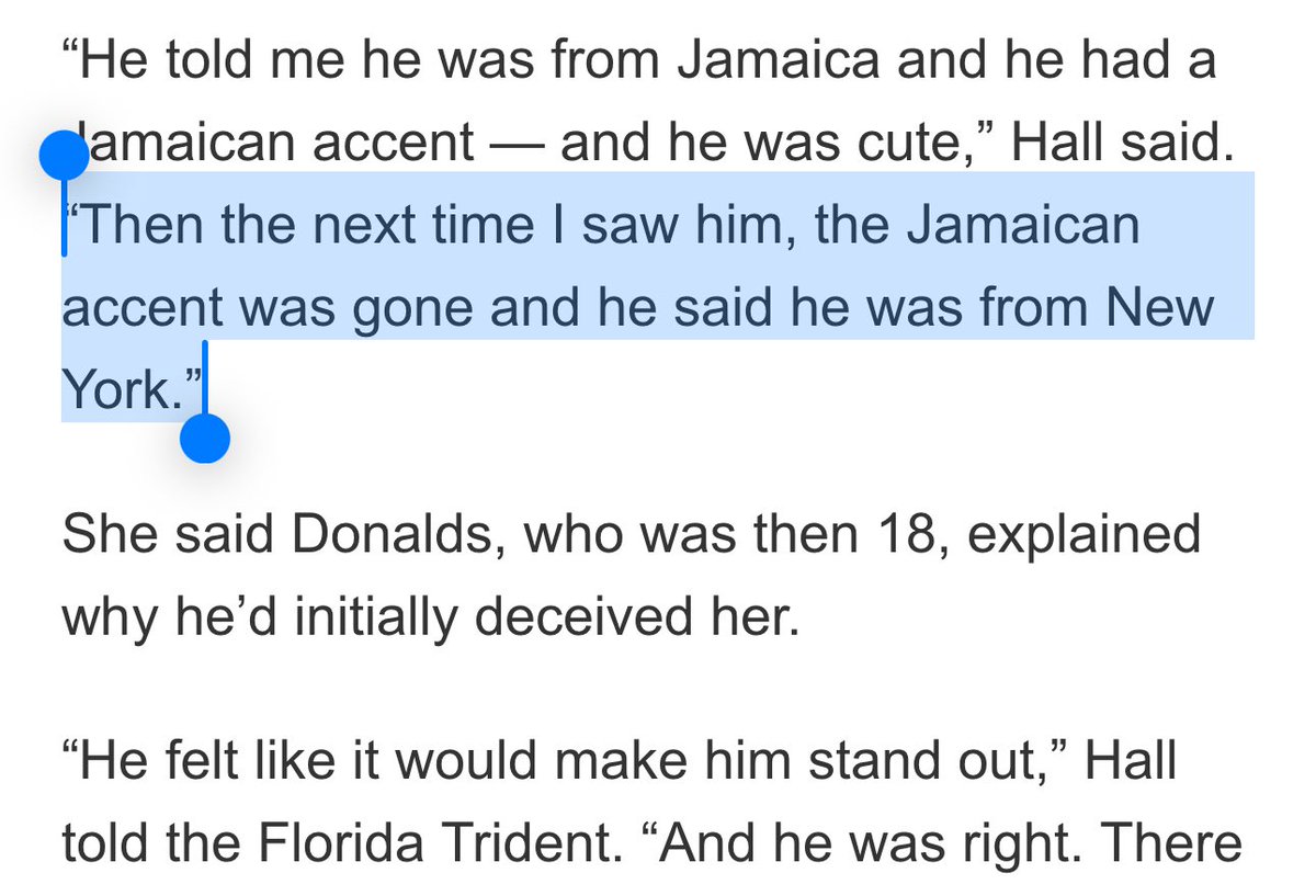 billybinion's tweet image. Not only did Byron Donalds allegedly cheat on his first wife with his second, but he also initially told her he was Jamaican—fake accent and all