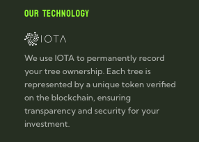 Coffee anyone? <a href="/seed_lot/">SeedLot</a> in SE Asia let you invest in coffee tree lots recorded with #IOTA, monitor their growth via drones and enjoy quality coffee and returns in just 3 years. Company founded in 2024 so expect a case study in 2027. Visit seedlot.io to learn more.