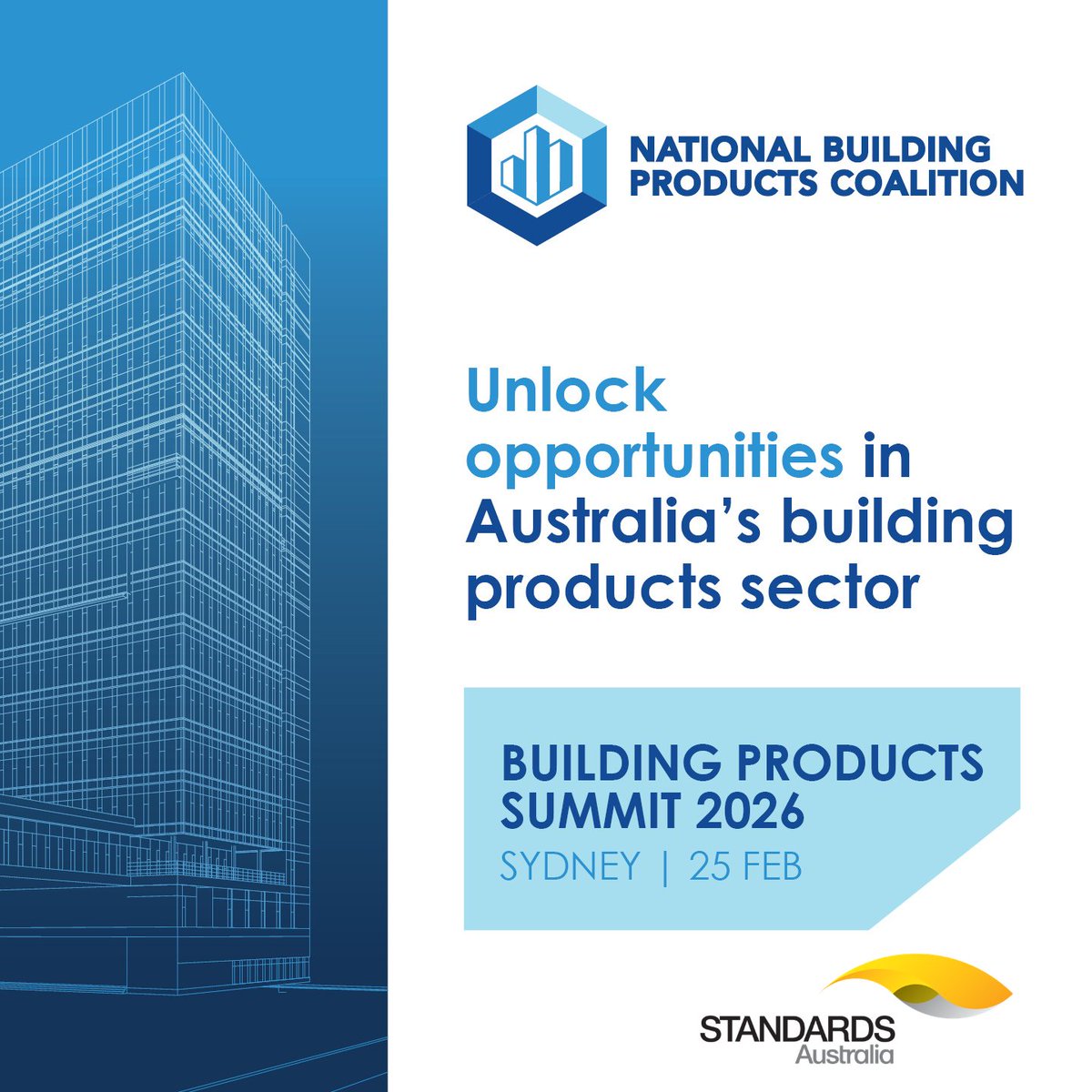 standardsaus's tweet photo. Our built environment depends on reliable product information. To support this, we’ve worked with the National Building Products Coalition on the new Building Product Information Guide. Join the launch on 25 Feb at the Building Products Summit 2026: https://t.co/xKHC2BSmZ1 https://t.co/8accuEKhfV