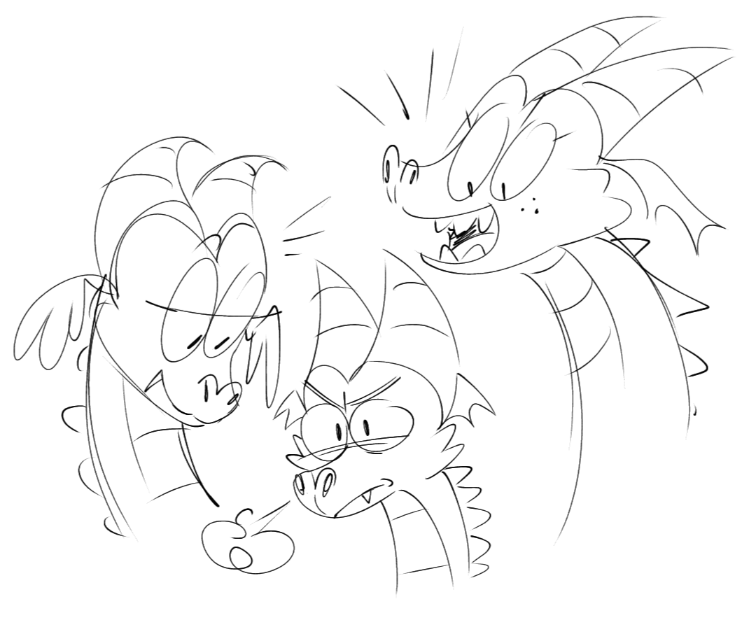 I suppose it’s karma—his sisters never stop teasing him about how close he is to Duchess Lani.

When the Loud family visited, the dragon sisters mistook Luli for a tiny dragon… and Luli was absolutely terrified to see two more dragons like Pyro.

#sinkids