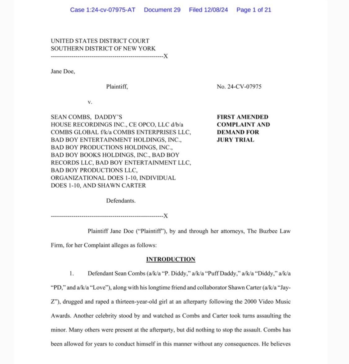 DJ VLAD is still trying to run interference for Jay Z — but, he’s too late…

On October 20, 2024, Attorney Tony Buzbee filed a lawsuit on behalf of his client Jane Doe — against Diddy, and later added Jay Z to the lawsuit on December 8, 2024… The alleged victim says she was