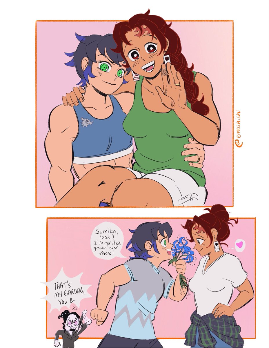 emoshishi's tweet photo. Inotan Week, Day 6 - AU
I did my yuri / gender swap au for this one! 👭🏻💕
They meet in their late 20s, and are just as silly as their canon counterparts 🙂‍↕️

#inotanweek2026
#炭伊 https://t.co/GovdVb2NHN