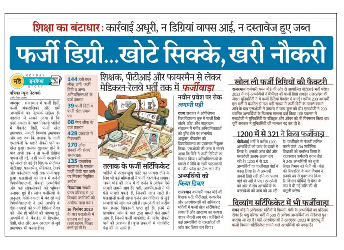 “मेहनत करने वाले बेरोजगार…!
और फर्जीवाड़ा करने वाले नौकरीदार!
आखिर कब तक...??”