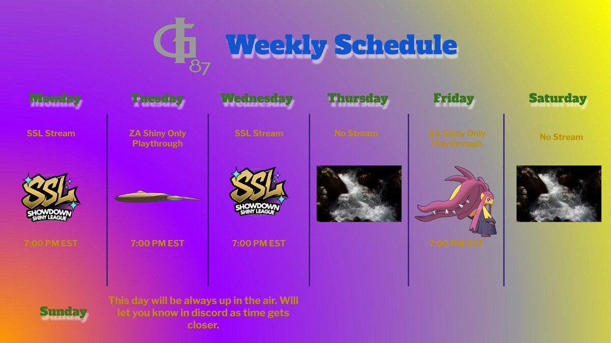 Stream schedule is ready for the week! Can't wait to see you great people!

twitch.tv/gamingink87
tiktok.com/@gamingink87?l…
youtube.com/@gamingink87

#smallstreamer #Pokemon #LetsGo