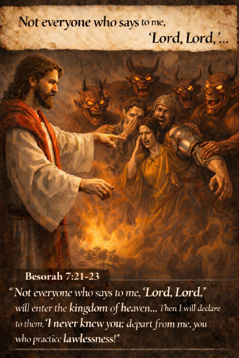 MaximumYKB8's tweet image. Perhaps a visual for those who think using Father’s Yehovah’s Name, which Yeshua’s name basically is in shorted form… you casted out demons? Oh? You did many miracles? Oh? you prophesied? Oh? 

do you hate Torah? yes you people do… So!

WE NEVER KNEW YOU THEN..!!! GO ON WITH