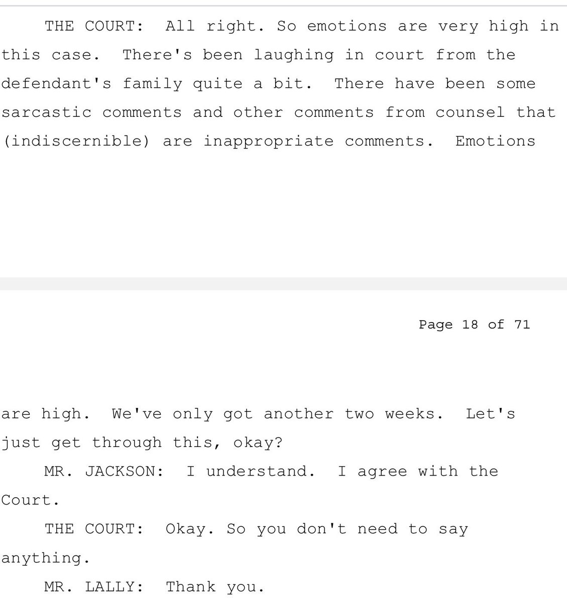 1_and_only_Wade's tweet photo. In this side bar exchange we have AJ bringing the theatrics of Peggy O’Keefe to the judge’s attention as well as Lally regarding Karen and her family… https://t.co/ykszAvi3FV