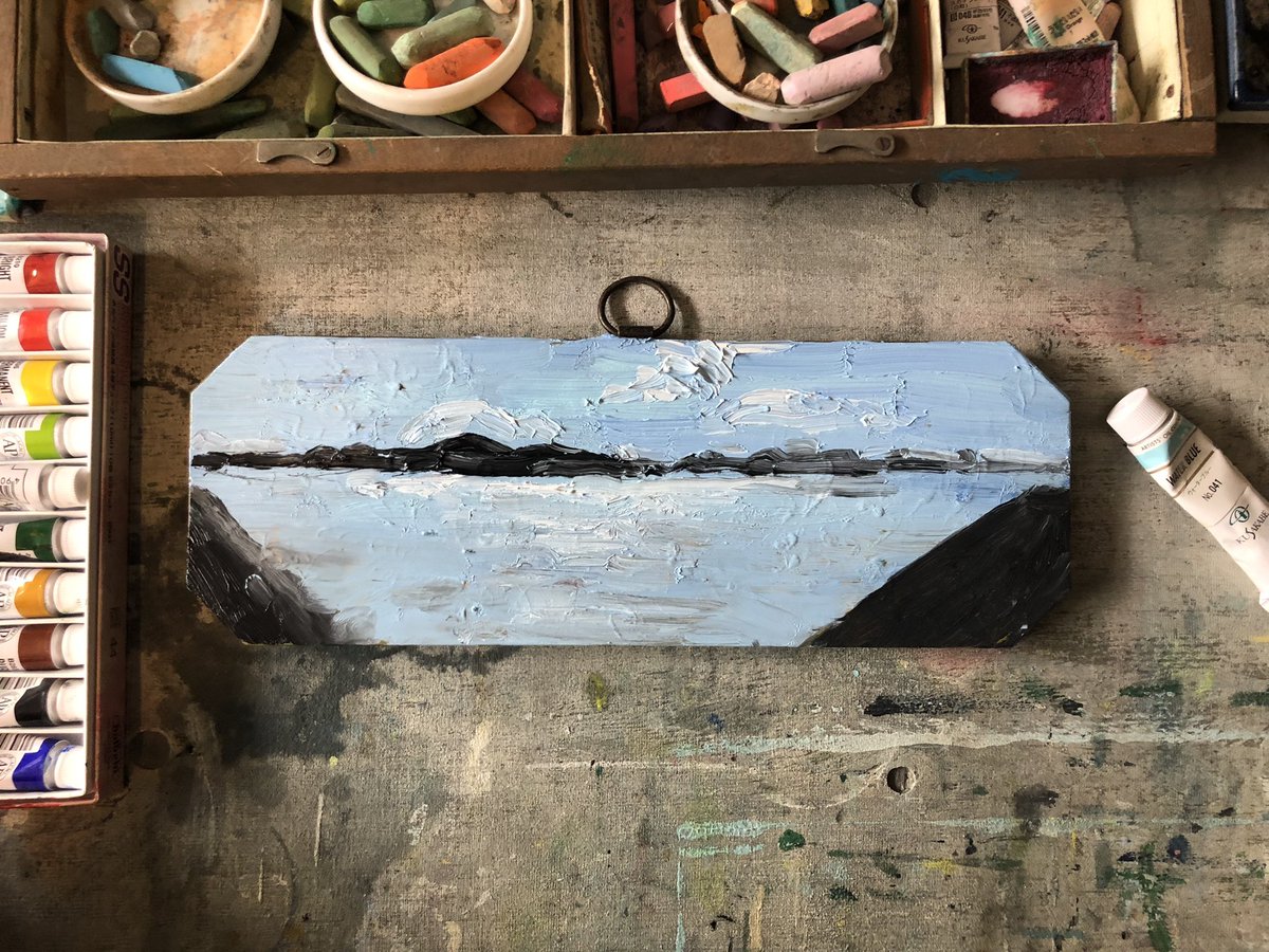 ひさびさにアトリエでゆっくり絵を描く。一人で静かに描く幸せ。油絵