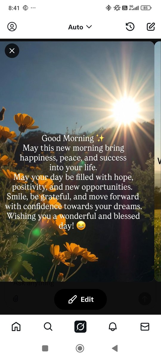 Good Morning 🌼
May this new morning bring happiness, peace, and success into your life.
May your day be filled with hope, positivity, and new opportunities.
Smile, be grateful, and move forward with confidence towards your dreams.
Wishing you a wonderful and blessed day! ☀️