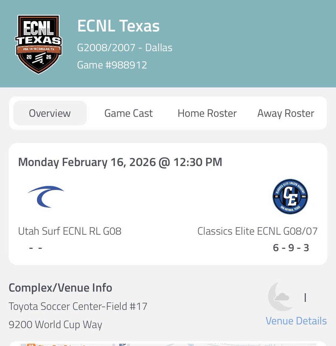 havyncarter's tweet photo. Last game of Texas trip tomorrow (Monday) at 12:30- field 17. https://t.co/fSRxfTnInl