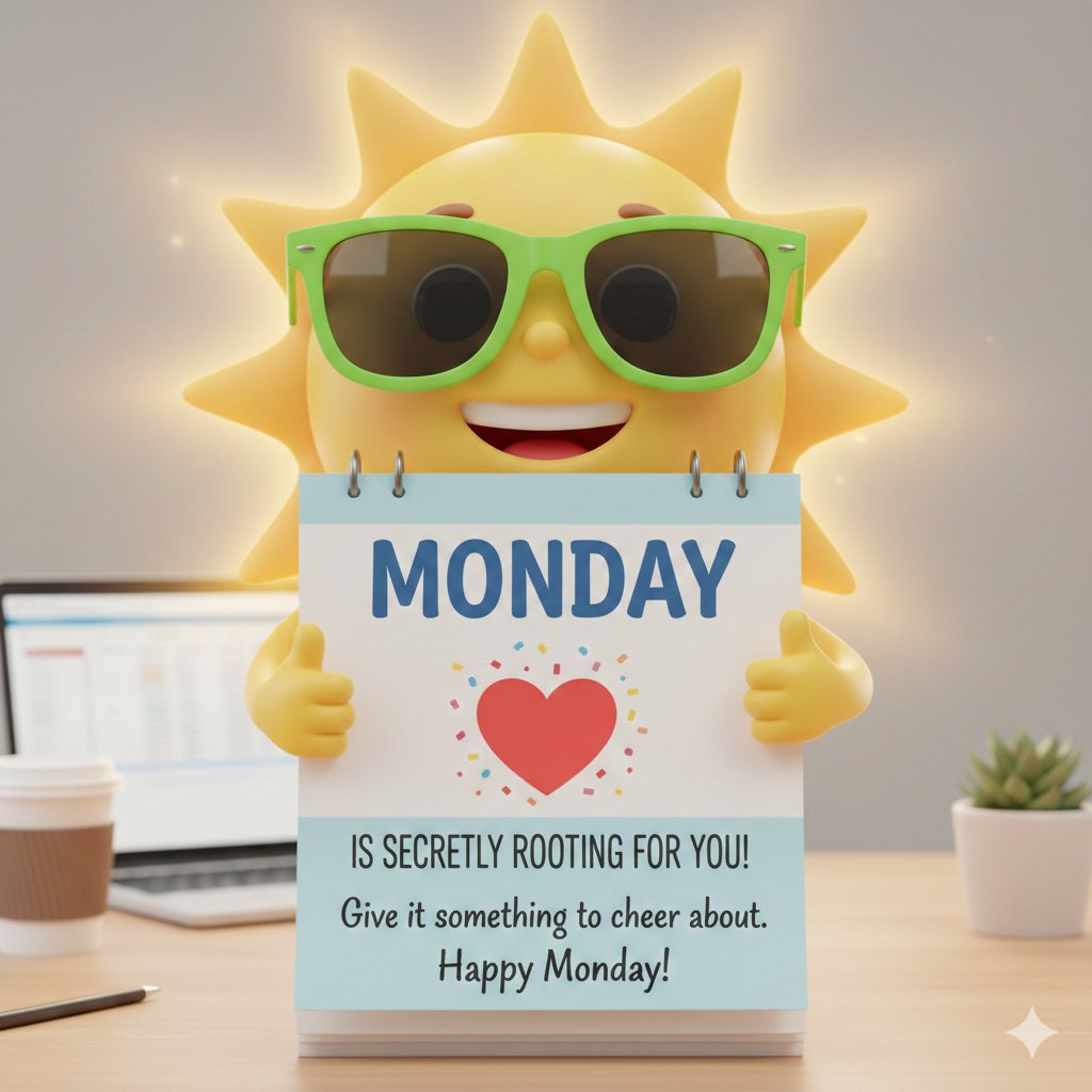 This Monday is secretly rooting for you — give it something to cheer about.
Happy Monday₹