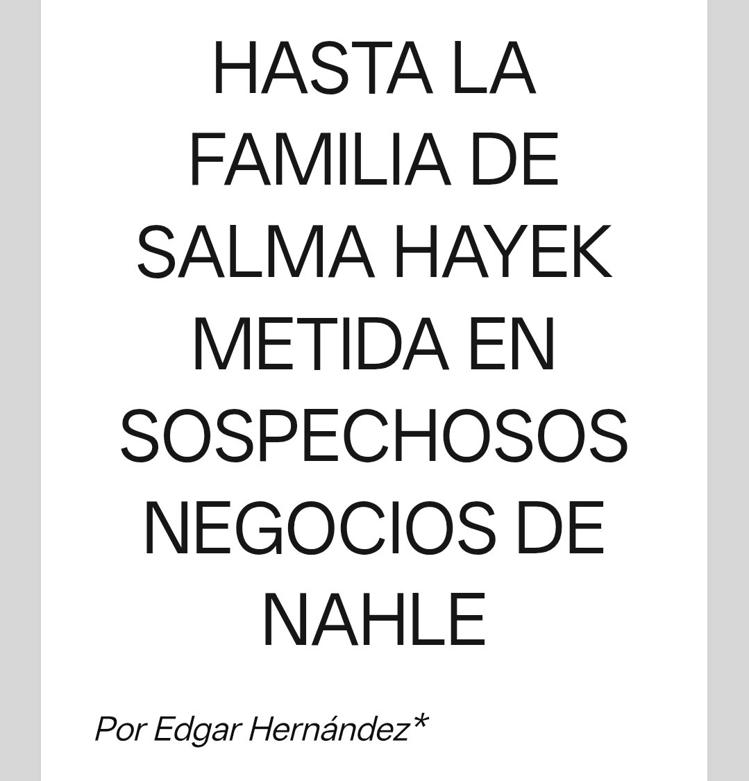 ¿Por qué una mujer tan querida como Salma Hayek apoyaría una presidencia criminal como la de morena?
Aquí encontramos una pista a semejante apoyo. Parece ser que su familia tiene negocios jugosos con Nahle y morena.
No es por el cine.
Fin.👇🏻
elregionalcoatepec.com/hasta-la-famil…