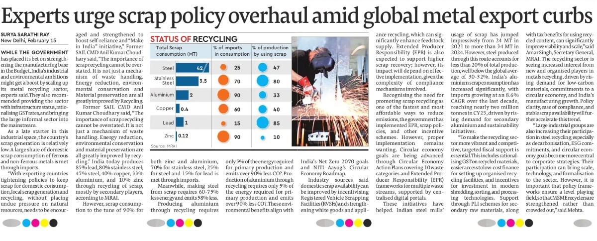 ShridhantS's tweet image. Metal Mining sector ⛏️⛏️⛏️ 

Expert urge scrap policy overhaul amid global metal export curbs 

10 waste &amp;amp; extended EPR usage of scrap has jumped impressive from 24 mt in  2021 to more than 34 MT in 2024.

CAGR 8.6% over the last decade 

#EPR
#SCARP
#Recyling