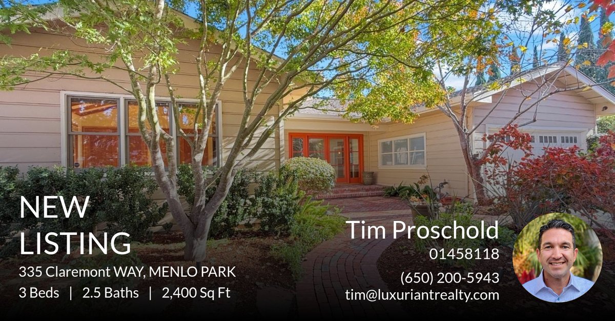 TimProschold's tweet image. 📍 New Listing 📍 Take a look at this fantastic new property that just hit the market located at 335 Claremont Way in Menlo Park. Reach out here or at (650) 200-5943 for more information

DRE#01458118 homeforsale.at/335_CLAREMONT_…