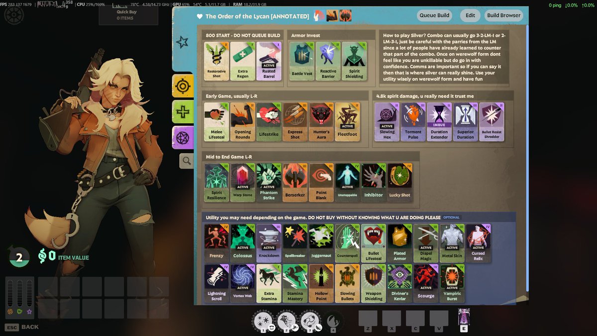 Made my first Deadlock build, I based it on various builds that I had previously tried but I felt none actually fitted my playstyle so I decided to try and combine them. This is the build id in case anybody wants to try it :) 476144