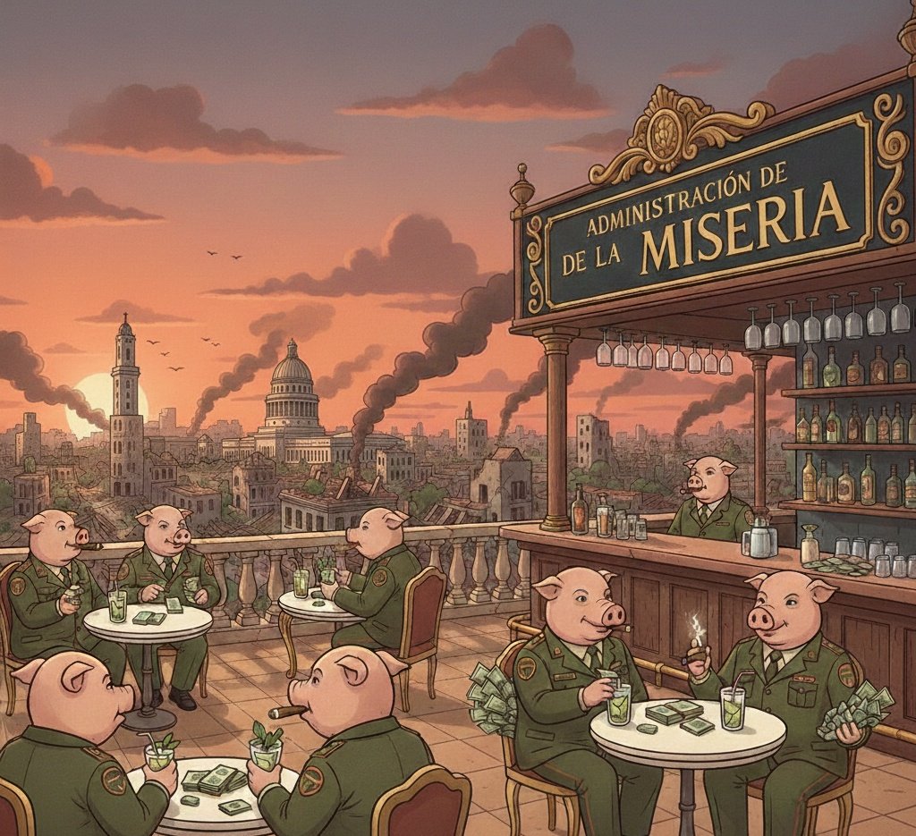 Esto no es incompetencia. Es estrategia mafiosa: 
crisis = control + justificación del "embargo" + enriquecimiento de la cúpula. Mantienen embajadas en 120+ países, un banco en Londres y ordeñan divisas del cubano en el extranjero mientras administran la miseria.