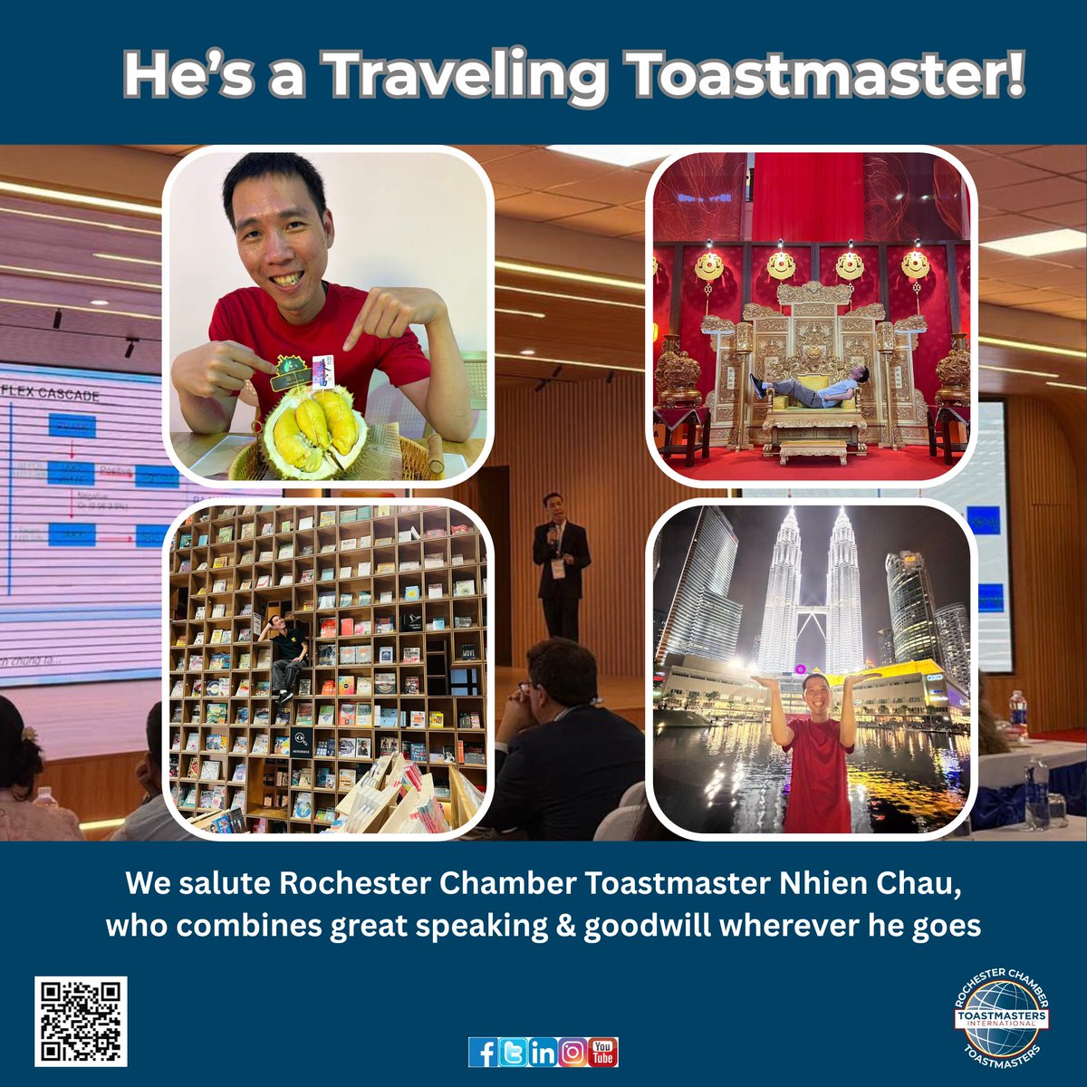 ChamberTmasters's tweet image. A Sunday Salute to our traveling #Toastmaster Nhien Chau #rochmn  #rochester #rochester_mn #publicspeaking #leadership #rochestermn #mentorship #neighborshare #neighborstory #Toastmastersinternational #travel