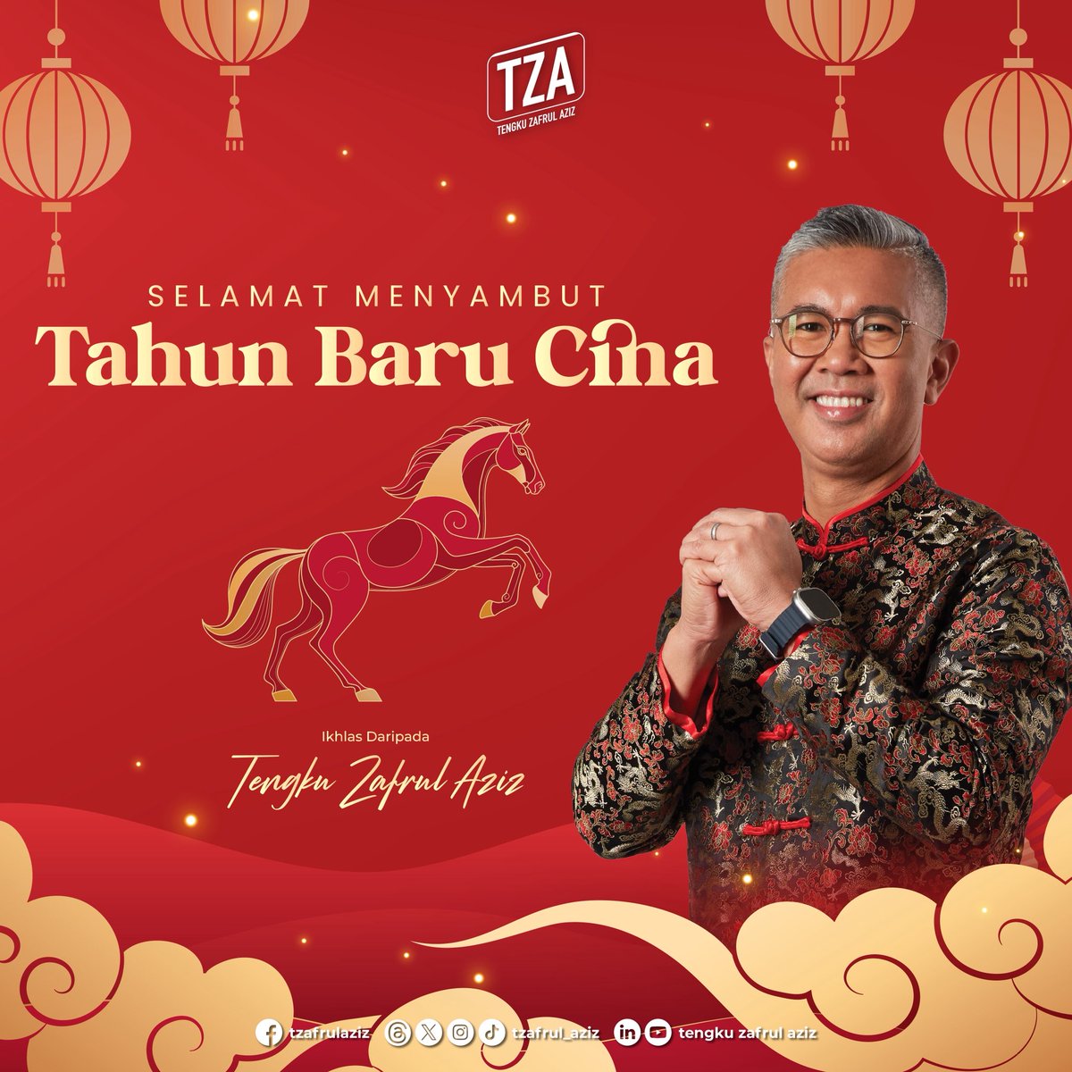 tzafrul_aziz's tweet image. Gong Xi Fa Cai! 🧧

Semoga Tahun Baharu Cina ini membawa kesihatan, rezeki dan kemakmuran untuk semua.

Tahun baharu, semangat baharu - kita terus bina Malaysia yang lebih stabil dan lebih makmur bersama.

Xin Nian Kuai Le! 🐉✨

#TZA #TahunBaruCina #GongXiFaCai #CNY2026