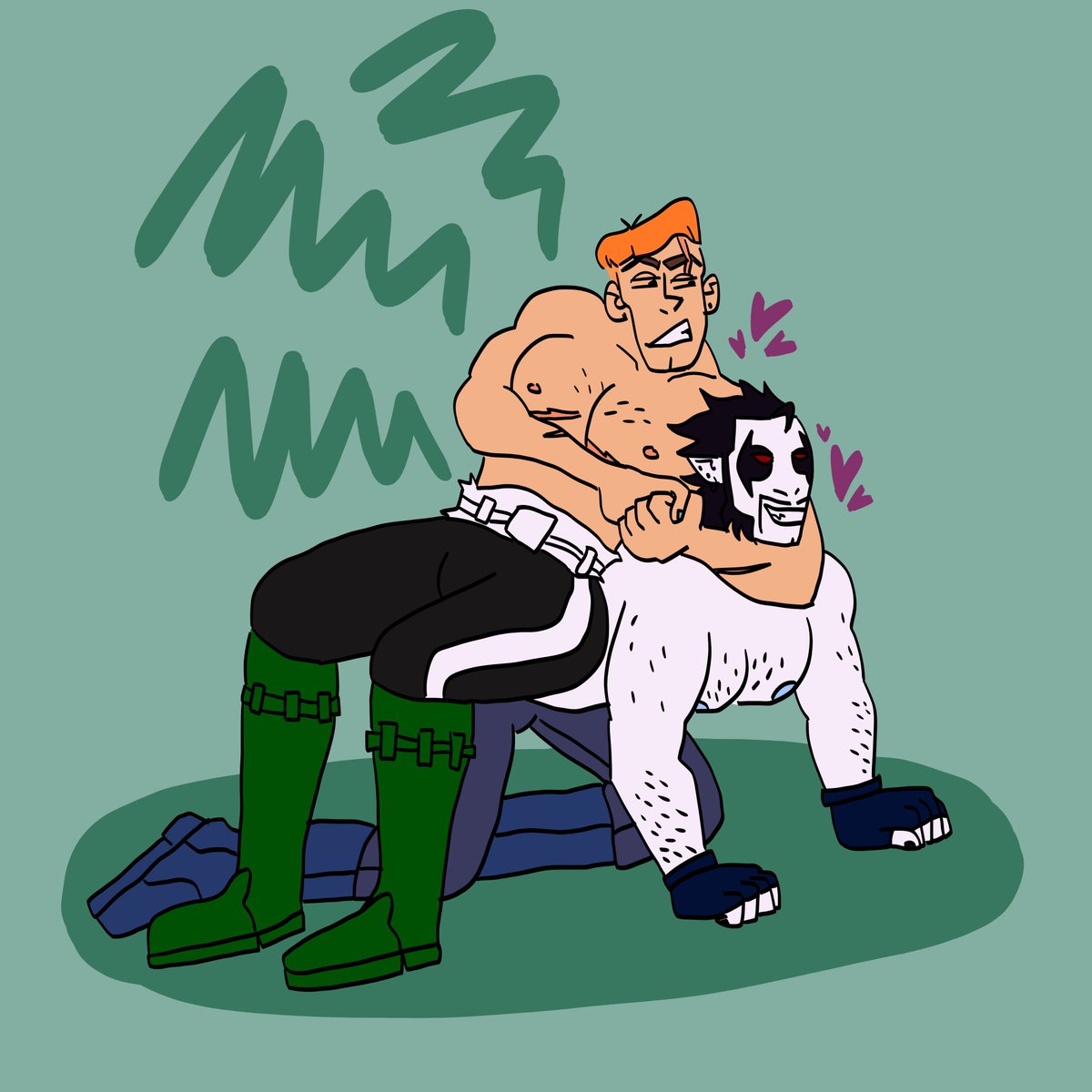 frogleather's tweet photo. its guylobo week! 
day 1: wrestling 
#guylobo #guyloboweek https://t.co/O49nJCIt31