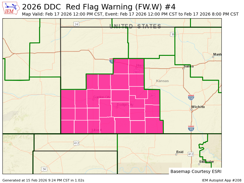 DDC upgrades Fire Weather Watch to Red Flag Warning valid at Feb 17, 12:00 PM CST till Feb 17, 8:00 PM CST mesonet.agron.iastate.edu/vtec/f/2026-O-…