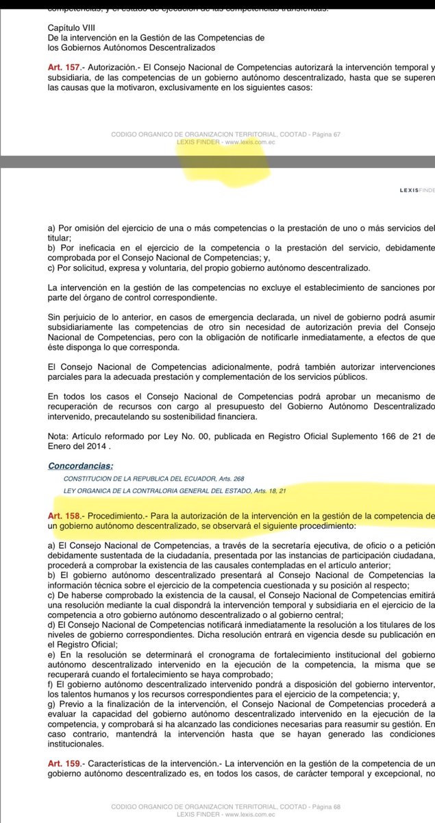 Se puede intervenir un Municipio o EP Municipal?
Únicamente en casos excepcionales, siempre que se cumpla el procedimiento previsto en el artículo 158 del COOTAD.
En el caso de SEGURA EP, se cumplió el procedimiento? Es evidente que no.
Por tanto, es ILEGAL la ocupación realizada