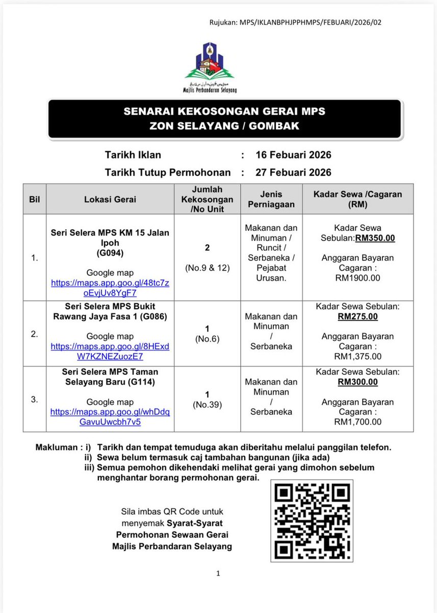 𝗦𝗘𝗡𝗔𝗥𝗔𝗜 𝗞𝗘𝗞𝗢𝗦𝗢𝗡𝗚𝗔𝗡 𝗚𝗘𝗥𝗔𝗜 𝗠𝗣𝗦

Rujuk iklan penuh 👉 shorturl.at/rDwmt

#selayangkusayang
#malaysiamadani 
#kitaselangormajubersama