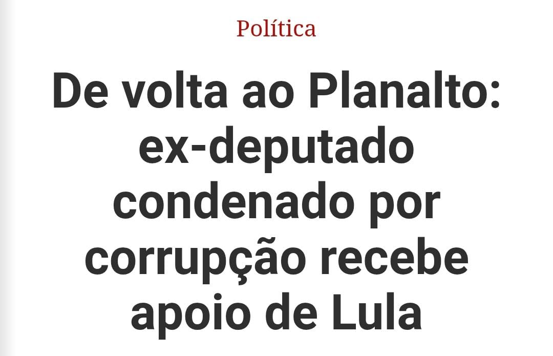 Trata-se de André Vargas, ex-deputado condenado por corrupção em três ações penais. Ladrão ter apoio de Lula, pra mim não é novidade. Hoje, André Vargas é secretário-geral do PT e fala em voltar ao Congresso. 🤮