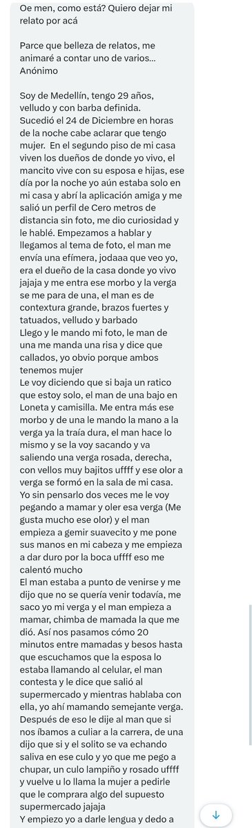 RelatosMedellin's tweet photo. Sexto relato de la noche, dos parceros casados. 🔥

Envíen sus relatos al DM.

#MorboMedellín #CruisingMedellín #Relatosgay
#Exhibicionismogay #VoyeurMedellín #PajerosMedellín https://t.co/EFxcG6uy2E