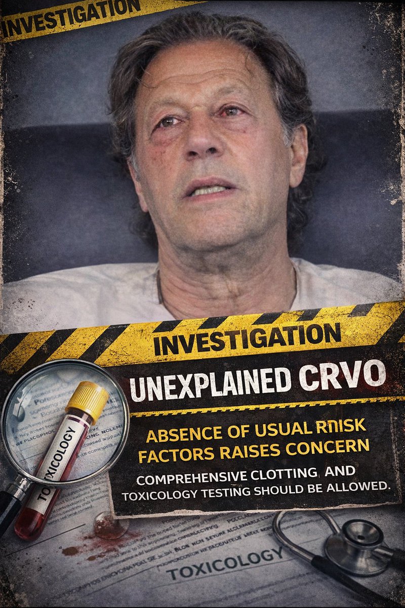 AhmadRehanKhan's tweet image. 𝗪𝗵𝗮𝘁 𝗖𝗮𝘂𝘀𝗲𝗱 𝗖𝗥𝗩𝗢 𝗶𝗻 𝗜𝗺𝗿𝗮𝗻 𝗞𝗵𝗮𝗻’𝘀 𝗘𝘆𝗲:

As a physician, and after discussing this condition with ophthalmologists and internal medicine colleagues, I want to outline a few important medical points.

Central Retinal Vein Occlusion, CRVO, is most