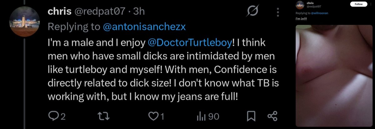 Chris stopped by to brag about how big his and Turtleboy's dicks are. All I can say is that I am not surprised this is what men on that side look like.