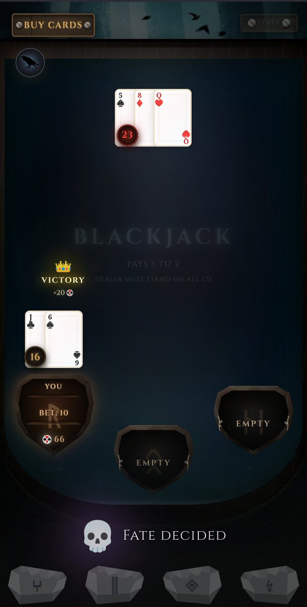 cranspaul's tweet photo. .@wars_of_cards has a new UI for Blackjack, kudos to @Justis27WoC
We also added round commentary to the UI and lore feature. For now, lore is available on NEAR Social but in a day or so lore can be read on the homepage
https://t.co/2umfrqUdxN https://t.co/wEuv8Ap5wP
