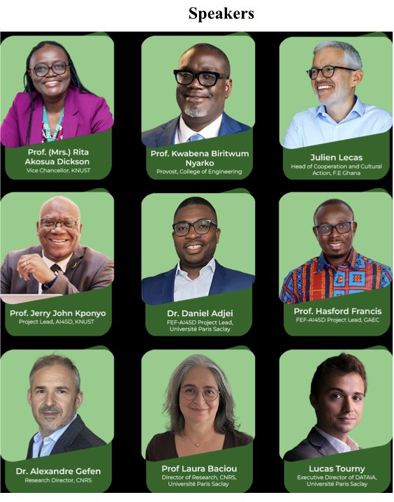 GAECGH's tweet photo. Deputy Director General of the Ghana Atomic Energy Commission, Prof. Francis Hasford, with scientists from Ghana Space Science and Technology Institute &amp; Radiological and Medical Sciences Research Institute, will speak at the AI4SD Conference in Kumasi (17–19 Feb),  #GAEC #AI4SD https://t.co/ChRs3ARtsb