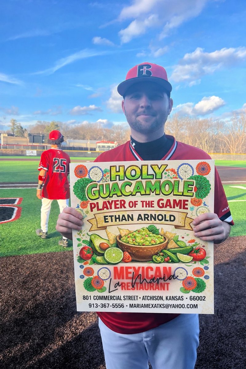 RavenBaseball's tweet photo. Congratulations @ethanparnold 

Retweet/Like/Follow for a chance to win free guacamole or queso from Maria’s Mexican Restaurant of Atchison! https://t.co/qsIhBd4skt