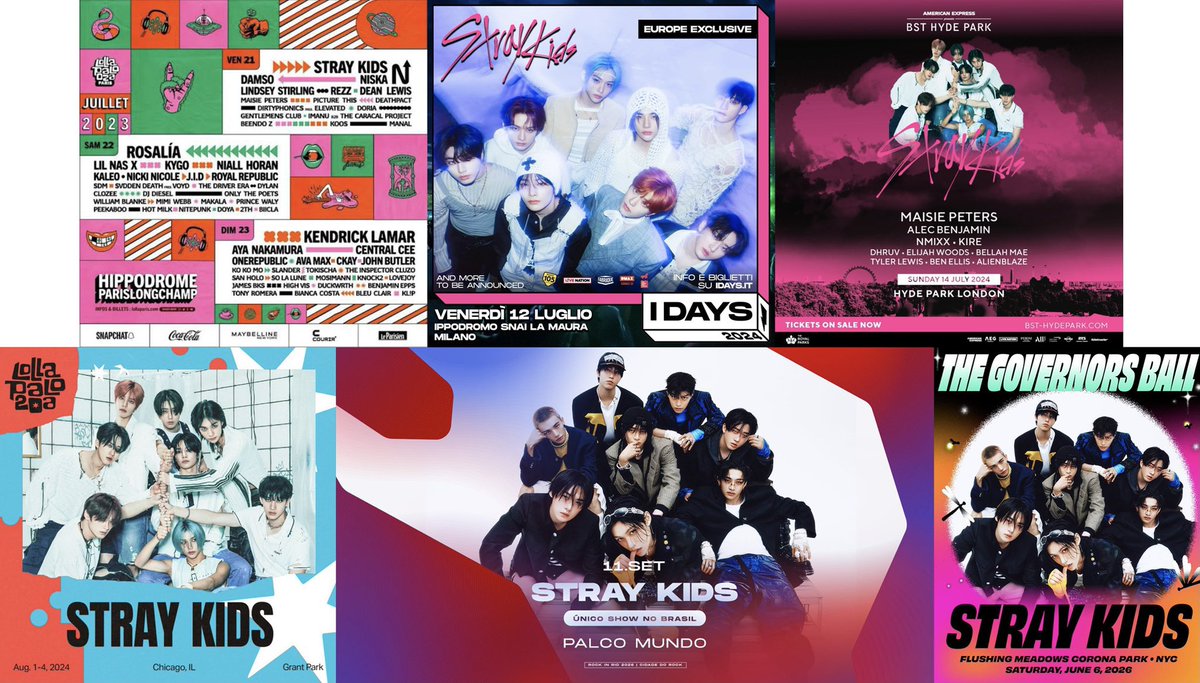 Despite several claims, Stray Kids is still the K-Pop Group with the most worldwide festival headline gigs, with SIX in total!

- Lollapalooza Paris 2023
- I-Days Milano 2024
- BST Hyde Park 2024
- Lollapalooza Chicago 2024
- Rock in Rio 2026
- The Governors Ball 2026