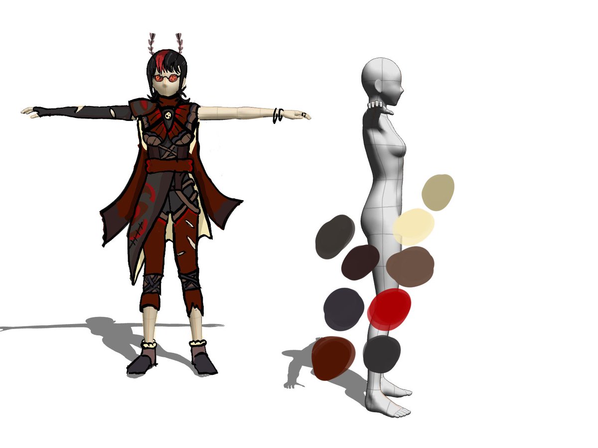 Designing my new model today, here’s the concept from silhouette to colored.