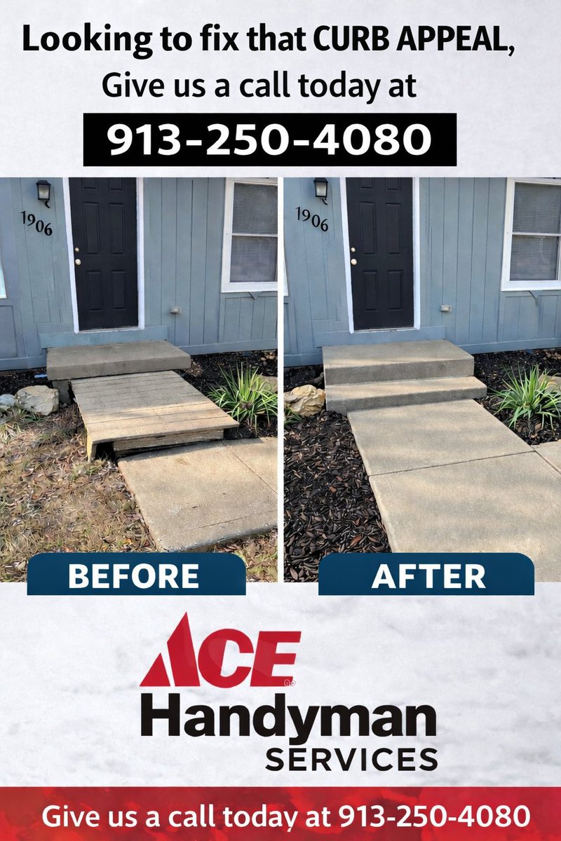 AHSJoCo's tweet photo. ✨ Curb Appeal Matters! ✨

Chris is showing off that beautiful cement work on this front entry transformation! 💪

From worn and weathered to clean, solid, and built to last — this is the kind of upgrade that instantly boosts your home’s curb appeal.

Quality craftsmanship.... https://t.co/25ocBJygRF