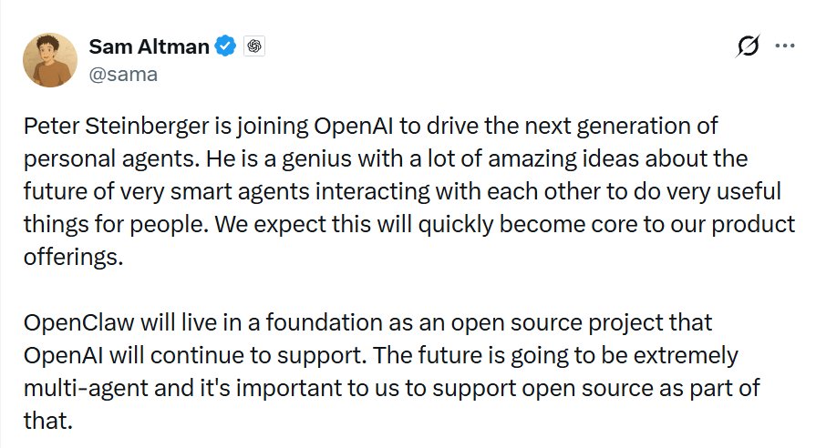 La era multi-agente ya no es futuro, es AHORA.

Peter Steinberger se une a OpenAI para liderar la próxima generación de agentes personales inteligentes. Y esto no es un movimiento menor.

¿La visión? Agentes que interactúan ENTRE SÍ para resolver problemas reales de las personas.