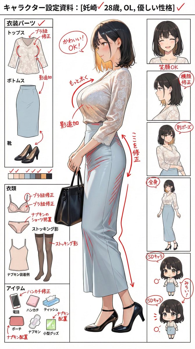 イラスト大賢者｜上品OL・リクスーポートレート（SFW） tweet media